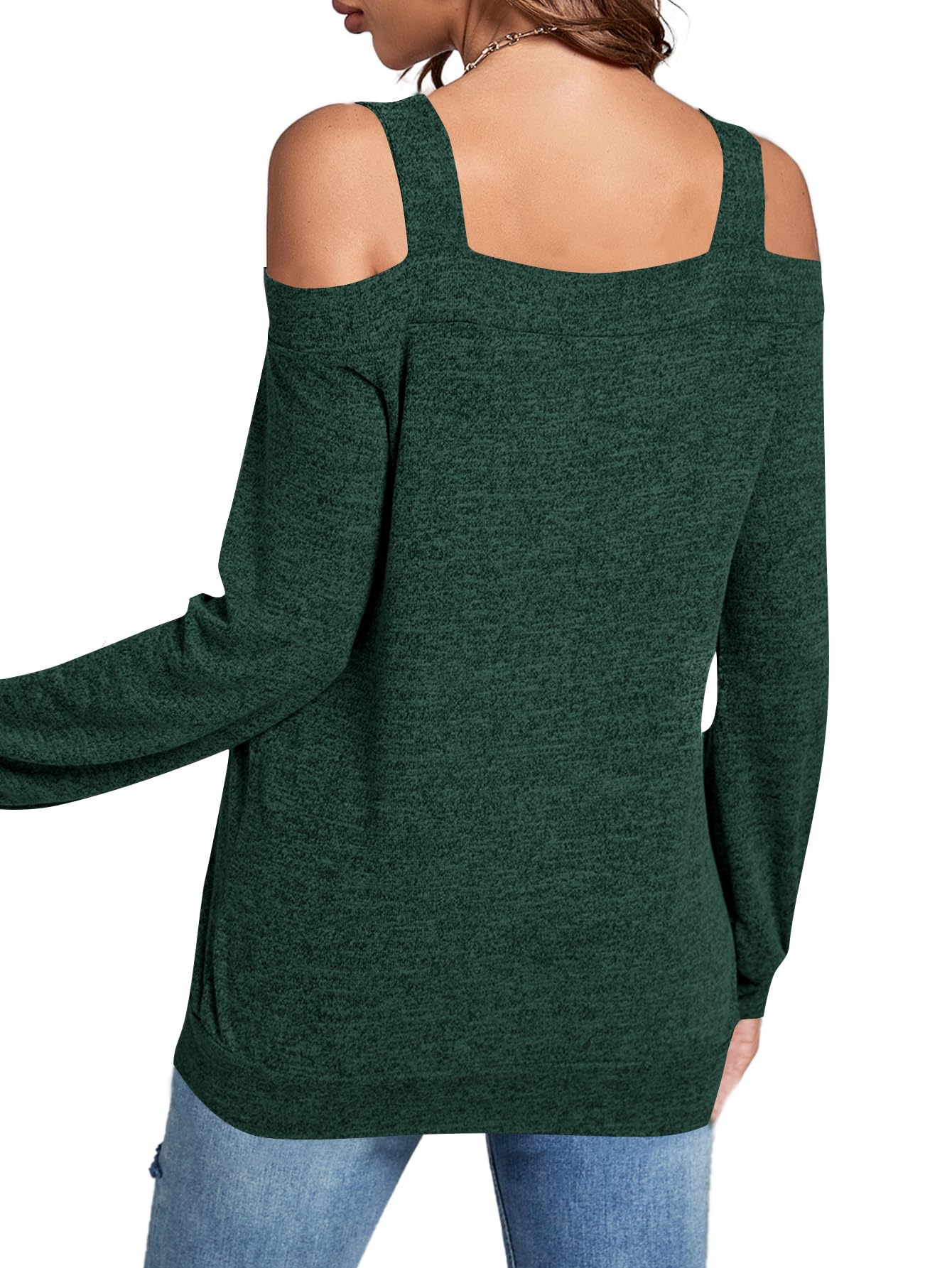 LYANER Women's Fashionable Casual Off-the-Shoulder Openwork Solid Color Long-Sleeved Shirt New Summer Slim-Fit Women's Top