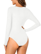 LYANER Women's Henry Neck Shirt Sexy Fashion Long Sleeve Jumpsuit V-neck Button-up Jumpsuit Summer Clothing Slim-fit