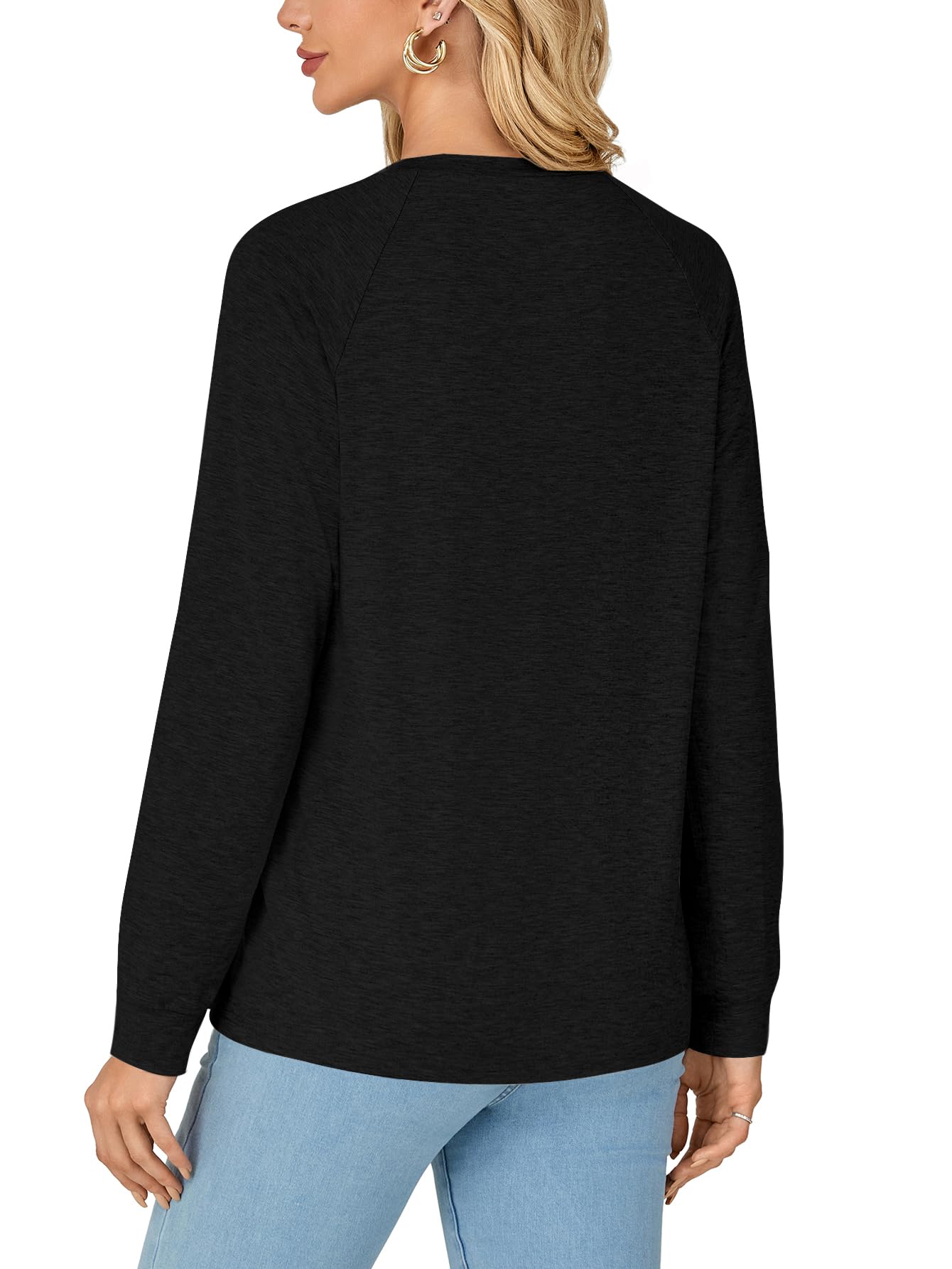 LYANER Women's Fashion Long Sleeve Shirt Round Neck Pleated T-Shirt Summer Fashion Women's Clothing