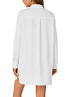 LYANER Women's Button Down Shirt Dresses Collared V Neck Long Sleeve Slit Mini Dress elegantoutfits