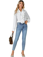 LYANER Women's Dressy Ruffle Blouse Long Sleeve Collar Neck Button Down Victorian Shirt Tops