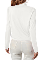 LYANER Women's Casual V-neck Cross-over Long Sleeve Summer New Style Fashion Solid Color Women's Shirt Top