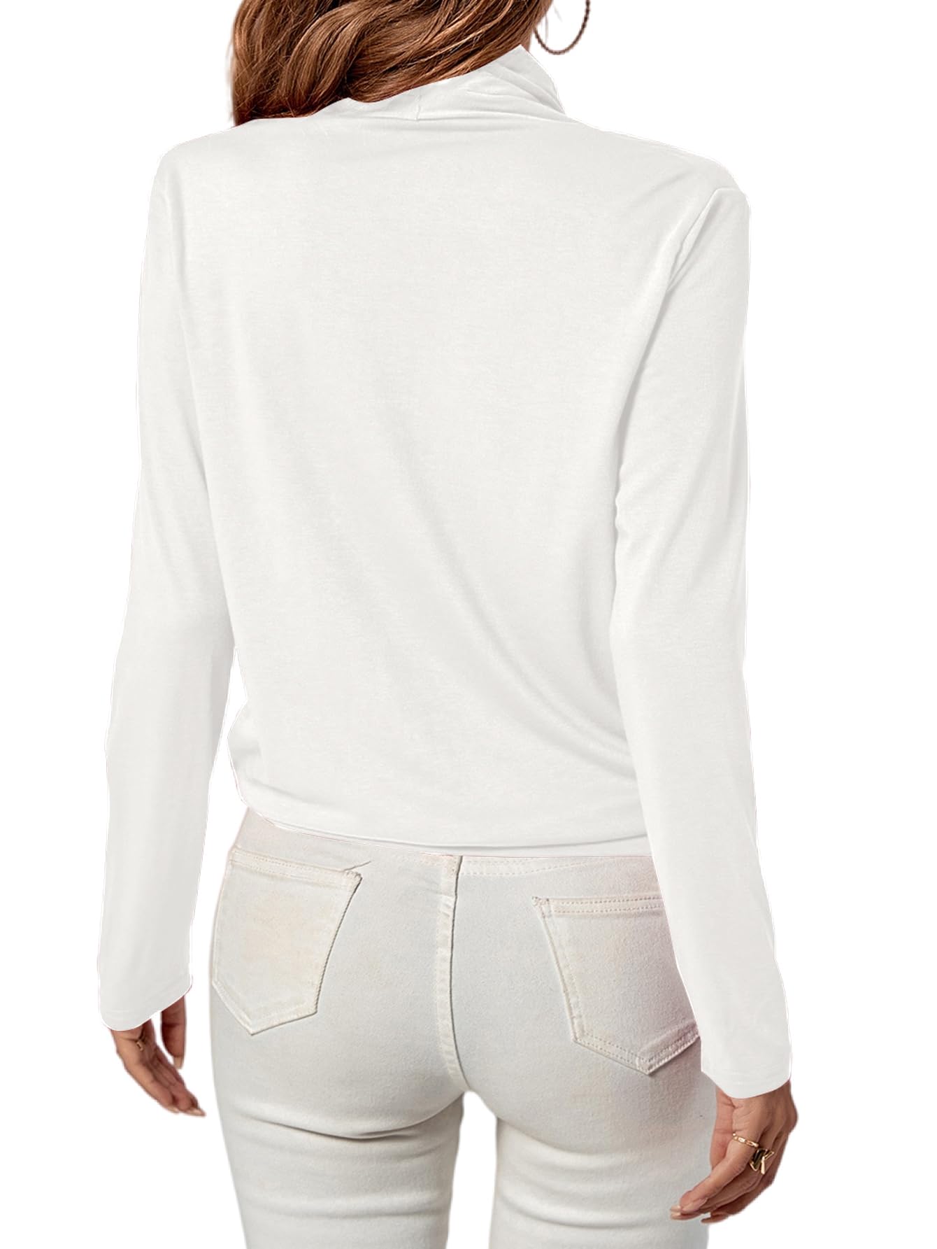 LYANER Women's Casual V-neck Cross-over Long Sleeve Summer New Style Fashion Solid Color Women's Shirt Top
